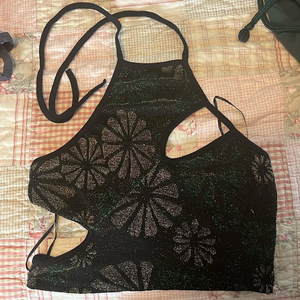 Sparkly flower crop top